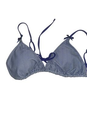 Navy Blue Micro-Check Triangle Bikini Top